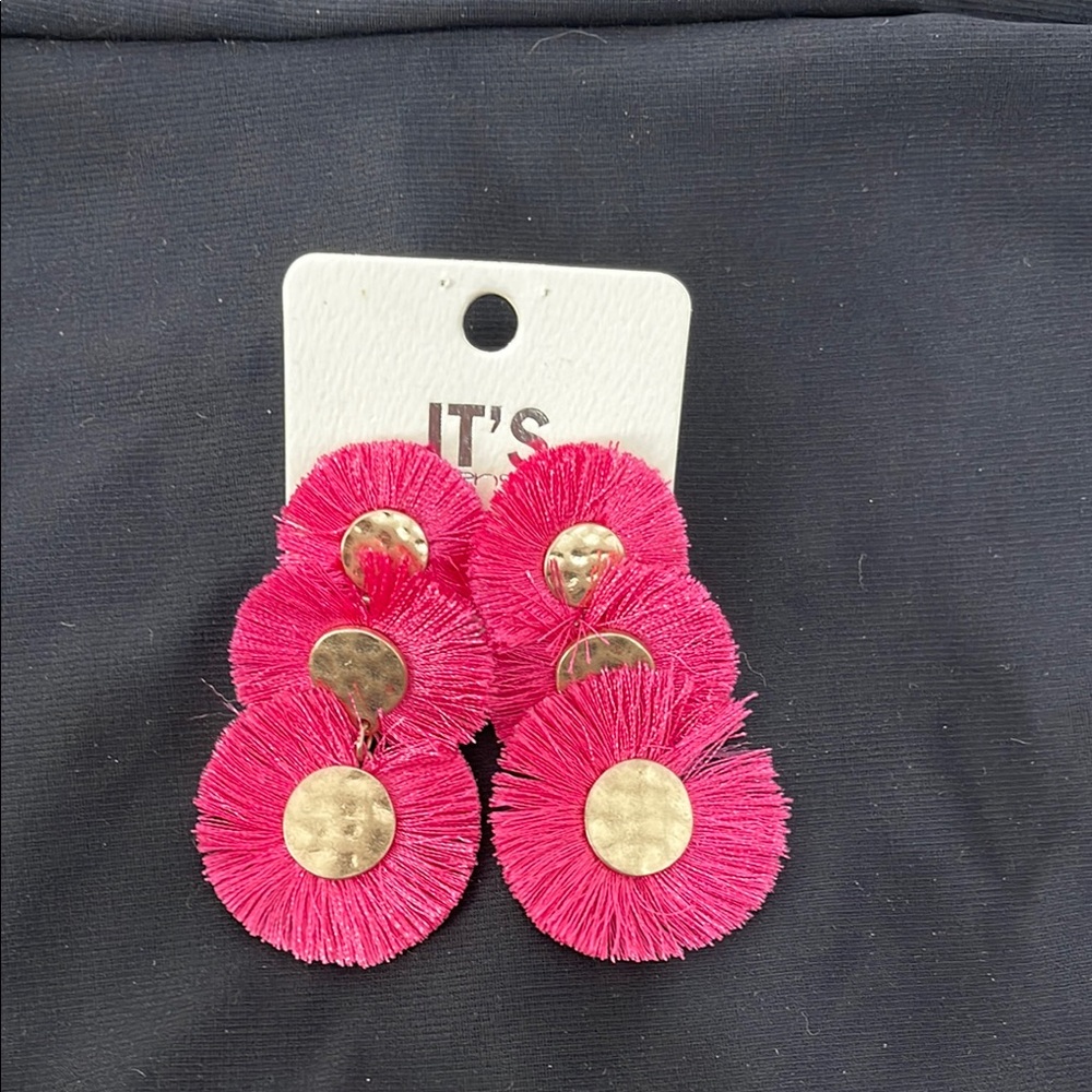 Pink Fringe Drop Earrings